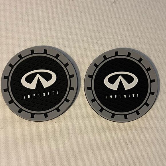 Infinity car cup Coasters in black and gray. Set of 2 NWT - Picture 2 of 5
